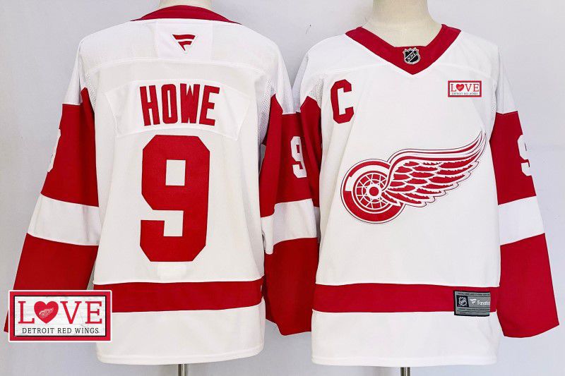 Men Detroit Red Wings #9 Howe White Fanatics 2025 NHL Jersey style 6->detroit red wings->NHL Jersey